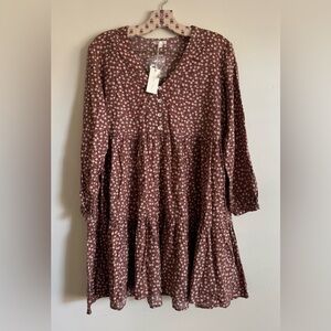 Rylee + Cru Brown Floral Tiered Dress